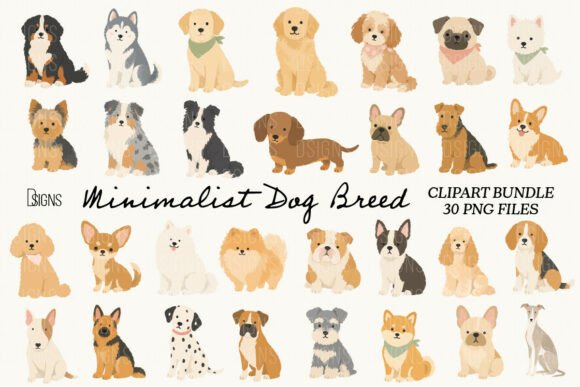 Download Minimalist Cute Dog Breed Clipart Bundle - Premium Resources
