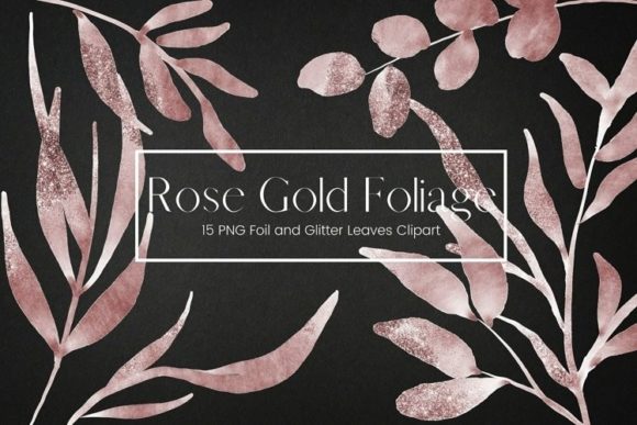 Download Rose Gold Foil Glitter Leaves Clipart - Rose gold foil Collection