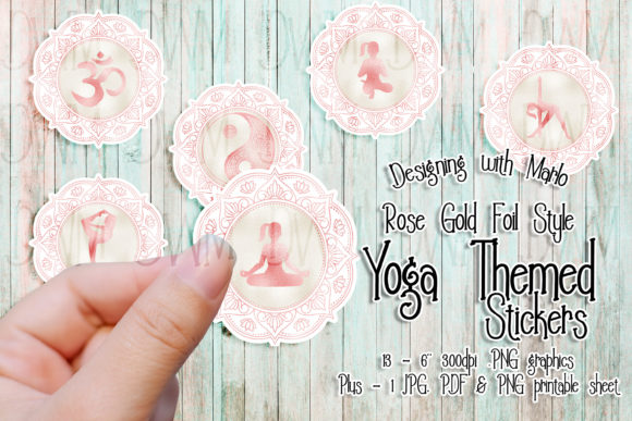 Download Yoga Printable Stickers, Rose Gold Foil - Rose gold foil Collection