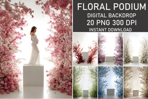 Download Elegant Floral Podium Digital Backdrop - Elegant Collection