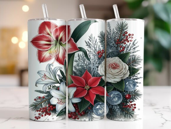 Download Elegant Holiday Flowers Tumbler Wrap PNG - Elegant Collection